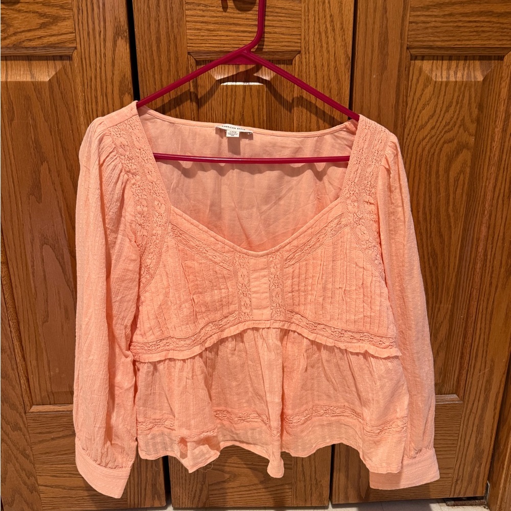 American Eagle Outfitters Coral Lace Blouse